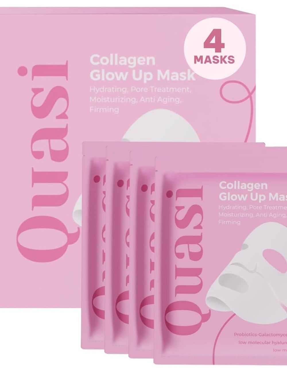 Collagen Glow Up Mask — Pink Hydrating Sheet Masks (4 Pack)